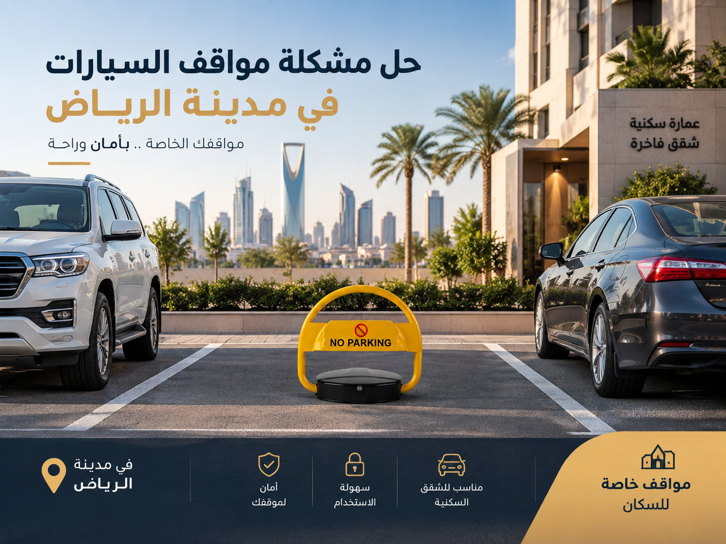حاجز مواقف سيارات مفتوح ومغلق بسهولة